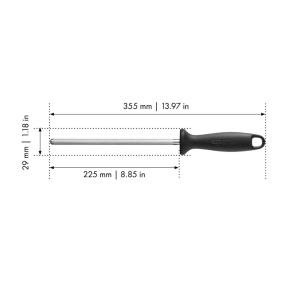 Wetzstahl ZWILLING 21 cm, cu maner din plastic, negru, verchromat - Img 3