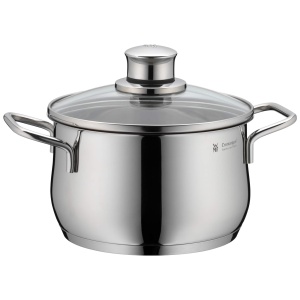 WMF Diadem Plus Cratita mica 16 cm, capac sticla, oala de carne inductie 2l, otel inoxidabil Cromargan lustruit, neacoperit