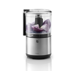 WMF Kitchen Minis Chopper, tocator multiplu Cromargan mat, care economiseste spatiu, cu actionare cu o singura mana, recipient detasabil (0,3 l), 65 W - Img 5