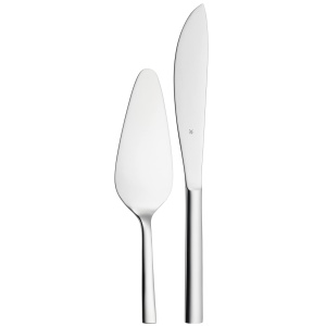 WMF Nuova Set tacamuri cu fructe/prajituri 2 piese, cutit de prajitura, server de prajituri, Cromargan din otel inoxidabil lustruit, poate fi spalat in masina de spalat vase