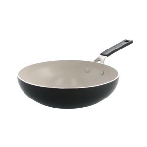 Wok din Aluminiu KitchenAid 28 cm, 3,69 L, Culoare Negru, Antiaderent