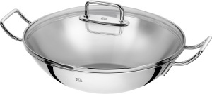 Wok din inox Zwilling Plus O32cm cu capac de sticla si gratar compatibil inductie