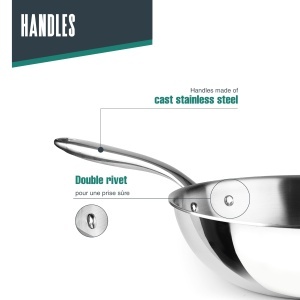 Wok Lacor TriChef 28 cm, Inox 1810, Aluminiu, Inductie - Img 6