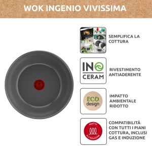 Wok Lagostina Ingenio Vivissima 26 cm Aluminiu Reciclat Antiaderent - Img 3