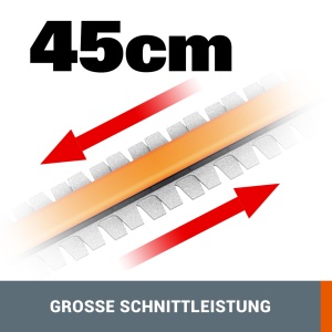 WORX WG252E.9 Aparat de tuns gard viu telescopic cu acumulator - Latime de taiere de 45 cm - Maner telescopic reglabil in 10 directii pana la 3,20 metri inaltime - Compatibil PowerShare - Fara baterie si incarcator - Img 4