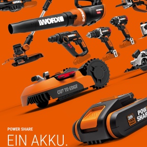 WORX WG801E.9 - Foarfece fara fir pentru iarba si arbusti 20V PowerShare, foarfece 3 in 1 cu diferite accesorii pentru lame - foarfece de 20 cm, masina de tuns arbusti de 12 cm, cutit de iarba de 10 cm - fara baterie si incarcator - Img 6