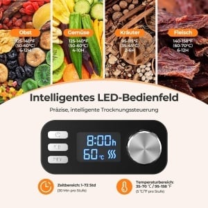 YASHE 8-Etagen Dorrautomat Timer 72H Temperatura Reglabila BPA-Free - Img 2