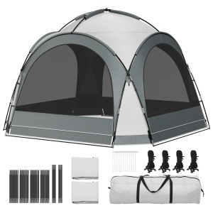 YITAHOME Event Cort de petrecere cu foisor cu cupola 3,5x3,5x2,3 m Corturi impermeabile pentru foisor de camping Cort de gradina Foisor de gradina cu 4 pereti laterali cu plasa de insecte, gri - Img 7