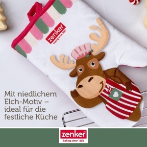 Zenker Manusa de Bucatarie Christmas Candy Shop Design Festiv Elch Bumbac 100 Hitzebestenta - Img 8