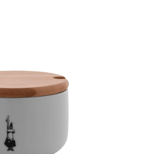 Zuccheriera Bialetti Y0TZ102 cu Coperchio Bamboo, Porcelana, Alb - Img 2