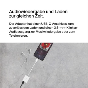 Adaptor audio si de incarcare Belkin Rockstar, USB-C, 60W, Alb - Img 2