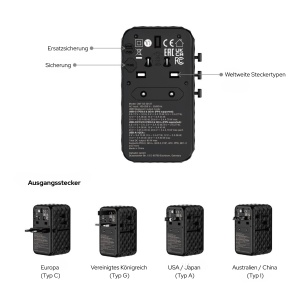 Adaptor de calatorie Verbatim GaN III 85W cu 3 USB-C, USB-A, negru - Img 3