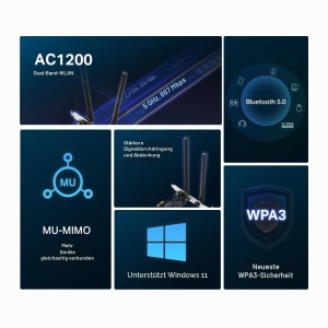 Adaptor PCIe MERCUSYS MA30E Wi-Fi 5 AC1200, Bluetooth 5.0, 2 antene - Img 2