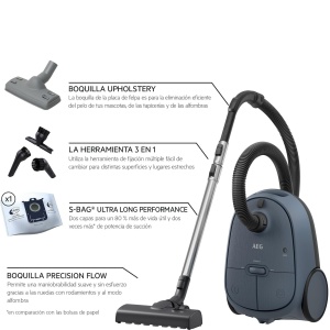AEG CLEAN 6000 Aspirator cu sac / aspiratie ridicata / incl. duze auxiliare / 55% plastic reciclat / pentru proprietarii de animale de companie / tapiterie de curatare / raza de functionare 12 m / 850 W / albastru / AB61C2DBS - Img 2