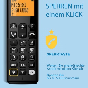 ALCATEL E260 S. Voice Duo - Telefon DECT fara fir cu robot telefonic - Afisaj mare iluminat din spate - Functie hands-free - Blocarea apelurilor nedorite - 2 telefoane - Negru - Img 4