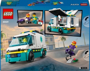 Ambulanta LEGO City 60451 cu 184 piese, 2 mini figurine si accesorii medicale - Img 13