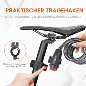 Antifurt Bicicleta GRIFEMA cu 2 Chei, 120cm12mm, Negru, Siguranta Ridicata - Img 4