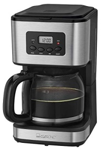Aparat de cafea Clatronic(r) cu temporizator, ulcior de 1,5 litri pentru 12-14 cesti de cafea, cronometru LCD 24h, mentinere automata la cald, protectie impotriva picaturilor, filtru detasabil, afisaj si lumini indicatoare, 900W - KA 3642