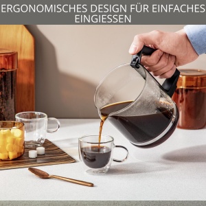 Aparat de cafea cu filtru Krups T8, 850 wati, oprire automata, 8-12 cani, capacitate 1L, filtru permanent, comutator de pornire/oprire iluminat, usor de utilizat, negru, KM4689 - Img 3