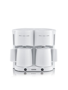 Aparat de cafea cu filtru SEVERIN Duo cu ulcior termic, aparat de cafea pentru pana la 16 cani, aparat cu filtru atractiv cu 2 ulcioare de vid, alb, 2 litri, 2.000 W, KA 9314