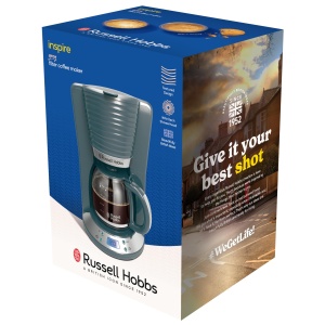Aparat de cafea Russell Hobbs [cronometru digital, cap de dus pentru extractie si aroma optime] Inspire Grey (max 10 cani, ulcior de sticla de 1,25 l, placa de incalzire, 1100W) Filtru de cafea 24393-56 - Img 8