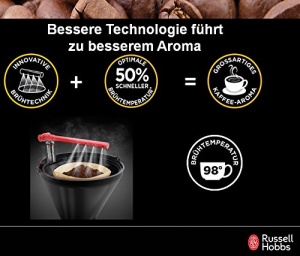 Aparat de cafea Russell Hobbs [temporizator digital, cap de dus pentru extractie si aroma optime] Buckingham (max 10 cani, ulcior de sticla de 1,25 l, placa de incalzire, 1000 W) Filtru de cafea 20680-56 - Img 3