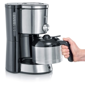 Aparat de cafea SEVERIN "TypeSwitch" cu ulcior termic, AromaSwitch pentru a alege intre 2 profiluri de preparare, aparat de cafea pentru pana la 10 cani, 1.000W, otel inoxidabil periat-negru, KA 4845 - Img 6