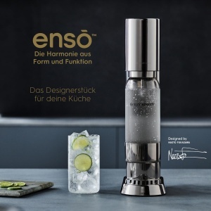 Aparat de carbonatare SodaStream Enso Premium Design din otel inoxidabil Culoare argintie Sistem simplu de schimb CO2 - Img 4