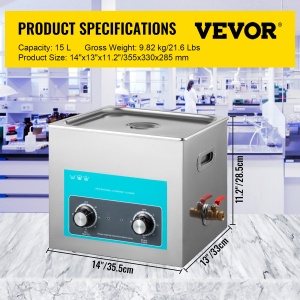 Aparat de curatare cu ultrasunete VEVOR 15L, 400W, cu incalzire reglabila - Img 9