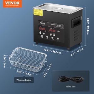 Aparat de curatare cu ultrasunete VEVOR KZ-F3, 120 W, 3 L, negru - Img 7