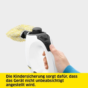 Aparat de curatat cu abur Karcher SC 1, presiune abur: 3 bari, timp de incalzire: 3 min., putere: 1.200 W, suprafata: 20 m2, rezervor: 200 ml, cu mana, jet spot si duza de putere, capac din microfibra si perie rotunda - Img 7