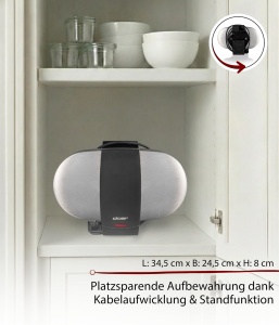 Aparat de facut vafe Cloer 1329, 1700 W, 2 vafe in forma de inima, inox - Img 5