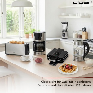 Aparat de facut vafe Cloer 1420, 1000 W, 2 Wafe, Antiaderent, Negru - Img 7