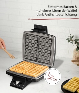 Aparat de facut waffles Cloer 1440, 2 Waffeln, 930 W, negru - Img 3