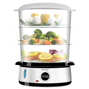 Aparat de gatit cu aburi Cecotec Vapovita 3000 Inox, 9L, 800W, Gri