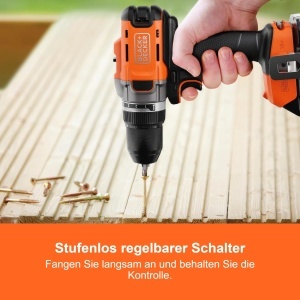 Aparat de gaurit si insurubat BLACKDECKER BCD382D2XK, 18V, 2 acumulatori 2.0Ah - Img 7