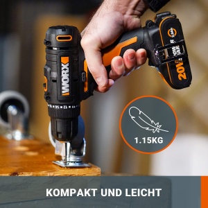 Aparat de gaurit si insurubat WORX WX100, 20V, 2Ah, LED - Img 5