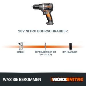 Aparat de gaurit si insurubat WORX WX102.9, 20V, motor fara perii - Img 8