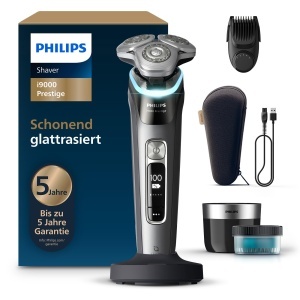 Aparat de ras electric Philips i9000 Prestige XP920233, senzor de presiune, utilizare umeda si uscata, gri inchis