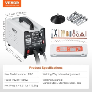 Aparat de sudura VEVOR PRO, 1.8 kW, 7 moduri de sudura, pentru reparatii caroserie - Img 7