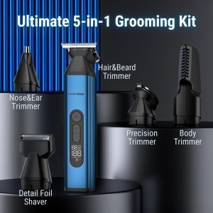 Aparat de tuns BarberBoss QR-6020, 5 in 1, cu acumulator, inox - Img 2