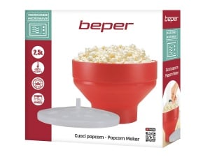 Aparat pentru popcorn Beper C106CAS002, 2.5 litri, silicon BPA-free, rosu - Img 6