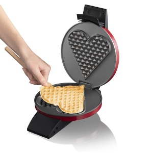 Aparat vafe Cloer 1633V, Ziua Indragostitilor, Ziua Mamei, pentru o inima mare de vafe, acoperire antiaderenta, lampa de copt, functie practica de suport, 930W, carcasa metalica vopsita in rosu - Img 2