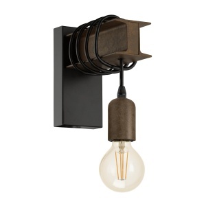 Aplica de perete EGLO Townshend 4, design industrial vintage, finisaj ruginiu, soclu E27