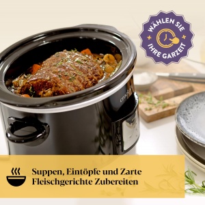 Aragaz lent digital Crockpot | 3,5 L (3 pana la 4 persoane) | Cronometru programabil cu numaratoare inversa | Mufa UE cu 2 pini | Negru [CSC113X] - Img 2