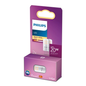 Arzator standard LED Philips, inlocuitor pentru halogen 20W, priza G4, lumina alba calda 2700K, pachet dublu, generatie veche - Img 1