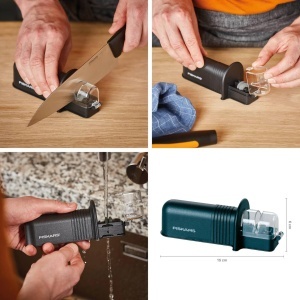 Ascutitor de cutite Fiskars Roll-Sharp, ceramic, negru, 15 x 6 cm - Img 2