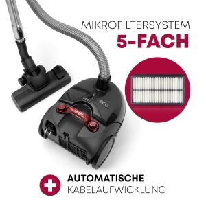 Aspirator Clatronicr cu sac Aspirator de podea cu economie de energie de 700 wati Aspirator cu sistem de microfiltrare de 5 ori Perie reversibila pent - Img 3