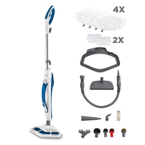 Aspirator cu aburi Polti Vaporetto SV460 Double, 1500 W, 17 accesorii, Alb si Albastru