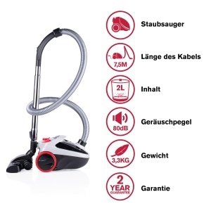 Aspirator Dirt Devil DD2001, 800W, 2L, cu filtrare HEPA, gri - Img 2